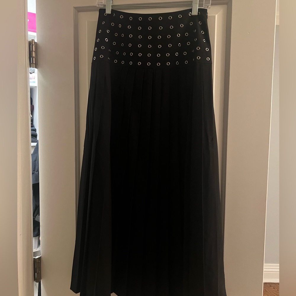 Meena by Fame on Central Black Maxi Pleated Skirt Silver Detail